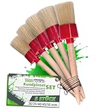 ToolSpace Rundpinsel Rringpinsel 30-50mm Set 5 Stück Borstenpinsel Wachspinsel Pinselset Rund Pinsel Naturhaar Holzöl Holzfarbe Lackpinsel Maler Ringpinsel Holzleim Lackierpinsel Profi Holz Rundpinsel