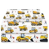 Yasida Spannbettlaken in voller Größe für Jungen, komplettes Auto, Cartoon-Bagger, LKW, Heber, Bettwäsche, 3D-Druck, waschbar, Maschinen, Bettlaken mit 1 Spannbetttuch und 2 Kissenbezügen