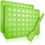 Belmalia 2x Macarons Backmatte aus Silikon für perfekte Makronen | Antihaft Silikonform mit Teigschaber | Grün