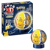 Ravensburger 3D Puzzle 11547 - Nachtlicht Puzzle-Ball Pokémon - 74 Teile - für Pokémon Fans ab 6 Jahren, LED Nachttischlampe mit Klatsch-Mechanismus, Pokémon Spielzeug