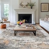 MAST DOO Teppich Wohnzimmer Waschbarer, Moderner Kurzflor Teppich Großer, Abstrakte Schlafzimmer Teppiche Waschbar rutschfest Design für Esszimmer Büro Bereich Dekor Rost Größe 140x200cm