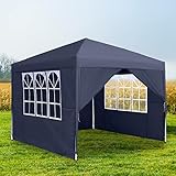 Aufun Pavillon 3x3m Faltbar - Wasserdicht Faltpavillon Gartenpavillon Partyzelt mit 4 Seitenteilen, UV-Schutz für Party, Hochzeit und Picknick, Anthrazit