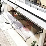Modernes Vordach für die Haustür mit transparenter Polycarbonat-Abdeckung für Terrasse, Veranda, Markise, Unterschlupf, Regen- und Schneeschutz, gebogene Halterungen, 100 x 70 cm