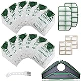 Arcets Set mit 12 Beuteln und Unterbürste, kompatibel mit Kobold VK200, VK220, FP 200, FP 220S, 12 Staubsaugerbeutel aus Mikrofaser, 5 Schichten mit 2 Motorfiltern und Unterbürste
