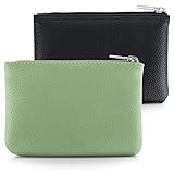 simarro 2 Stück Kleines Portemonnaie Damen, Leder Mini Geldbörse Klein Portemonnaie Coin Purse Münzgeldbörse Münzbeutel Schlüsseletui Woman Wallet Mini Geldbeutel für Damen (Schwarz Grün)