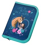 Scooli SIPR0445 Schüleretui gefüllt mit Eberhard Faber Stiften, DreamWorks Spirit, ca. 20 x 14 x 3 cm