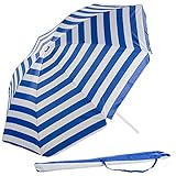 Royal Gardineer Strandschirm: 2-teiliger Sonnenschirm mit Sonnenschutz UV30+ und Tasche, Ø 160 cm (Strandschirm mit Tasche, Reise Sonnenschirm, Sonnenschirmständer)