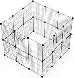 LANGXUN Schwarz FreigehegeInnengehege aus Metall Kleintierauslauf Kleintiergehege Kleintierk?fig f¨¹r Kaninchen, Meerschweinchen K?fig Gehege (43X32 24PCS)