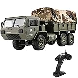 Mostop RC LKW Militär,6WD Off Ferngesteuertes Auto Road Fahrzeug. Fernsteuerungs-Armee-Autos mit Licht& 2 Fahrakkus für 2.4Ghz Remote Control Kinder RC Auto für Kinder