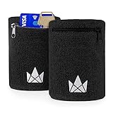 The Friendly Swede 2er-Set Schweißarmband mit praktischer Reißverschlusstasche (Schwarz, 16-21 cm)