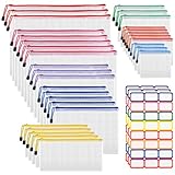 HOMIKLSA 32 Stück Transparente Reißverschlusstaschenm,Dokumententasche A4+A5+A6, Wasserdichte Mesh Dokumententaschen, Reißverschlussbeutel für Dokumente Quittung Papier Prüfungsblatt (Bunte, 8 Größen)