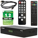 RED Opticum Sat Receiver AX-150 mit Aufnahmefunktion PVR Ready + Senioren Fernbedienung, Digital Satelliten-Receiver mit HDMI - SCART - USB – Full HD Satellit TV Receiver (Test: SEHR GUT)