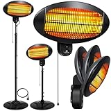 KESSER® Infrarot Wickeltischstrahler Wärmelampe für Baby, 2000W Heizlüfter Standgerät | Wandmontage Heizstrahler, mit Kippsicherung, 3 Stufen Rotlicht Heizung, Indoor Outdoor, Stand | Wand, schwarz