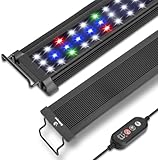 Aquarium Beleuchtung, Aquarium LED Vollspektrum Beleuchtung, 10 Stufen der Einstellbaren Helligkeit, 22W 24/7 Allwetter-Beleuchtungsmodus, mit Einziehbarem Ständer für Aquarien Größen 45-60cm