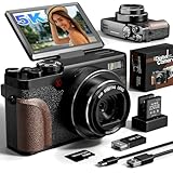 Digitalkamera, 64 MP für Fotografie, 5 K Vlogging-Kamera für Youtube, 180° Flip Screen Digital Point und Shoot Kamera mit 18 x Zoom, kompakte Kamera für Babys mit 32 GB SD-Karte