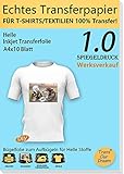 TransOurDream A4X10 Blatt, ECHTE Inkjet Bügelfolie(Transparent),Transferfolie Transferpapier , bedruckbare Transferfolie für helle T-Shirts und Textilien,T-Shirt folie zum Aufbügeln,transfer paper