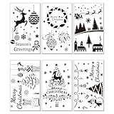 PYSEOSISE Weihnachten Schablonen, 14 Stück Weihnachtsschablonen, Wiederverwendbar Schablonen Weihnachten Kunststoff Stencil Schablonens zum Malen auf Holz Wänden Stoff