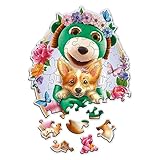 Trefl – Konturenpuzzle aus Holz: The Treflik Family, Lustige Trefliki – 50 Elemente, Wood Craft Junior, Unregelmäßige Formen, 10 Figuren, Modernes Puzzlespiel, Spiel für Kinder ab 5 Jahren