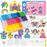 Ufoepv 7150 Stück Bügelperlen Set, Steckperlen 5mm für Mädchen Kinder 23 Farben mit Bügelperlen Platten, Sortierbox 21 Muster DIY Bügelperlenset Zubehör ab 3 Jahre Basteln Handwerk Geschenk