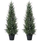 CROSOFMI Künstliche Pflanzen Groß Zedernbaum 95 cm Kunstpflanzen Wie Echt im Topf Plastik Fake Plant Außendekoration (2 Pack)