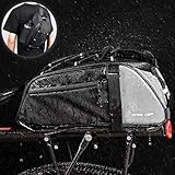 Holwim Fahrradtaschen für Gepäckträger, 8L Große Volumen Gepäckträgertasche, 3 in1 Multifunktionale Wasserdicht & Grau Reflektierende Fahrradtasche mit Mehrere Fächer Tragegriff
