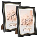 A4 Vintage Bilderrahmen Schwarz - aus Polystyrol mit gehärtetem Glas, Dekorativ Wand- & Tischrahmen Horizontal & Vertikal Einsetzbar für Hochzeit, Familie, Festival Geschenk, für Fotos und Poster