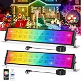 NATPOW RGB LED Strahler, 72W RGB Wallwasher Licht mit Fernbedienung und Bluetooth APP, 16 Millionen Farbe 20 Modi, IP65 Wasserdicht Dimmbar Partylitcht Lightbar für Bar, Disco Feiern Bühne, Hof, 2 Stk