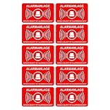 10 Stück Aufkleber Alarmanlage 5 cm x 3 cm | alarmgesichert | wetterfest & UV Schutz | Set