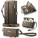 Schutzhülle für iPhone X/iPhone Xs, mattes Leder mit Reißverschluss, abnehmbarer Handschlaufe und Schultergurt