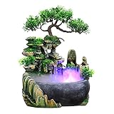 Ausla Zimmerbrunnen, Little Rock Brunnen, Zen Tischbrunnen Für Innen- Und Außenbereich, Mit Led-Licht, Feng Shui Brunnen Für Zuhause, Büro (Eu 220 V)