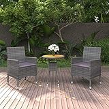 KTHLBRH 3-TLG. Garten-Essgruppe Poly Rattan Grau Outdoor-Möbel-Sets Balkonmöbel-Sets Terrassenmöbel-Sets Gartenmöbel-Sets für Terrasse, Garten, Balkon