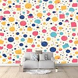 Fototapete XL Wohnzimmer Schlafzimmer Wanddeko Wandbild, Cartoon Abstrakte Tupfen Vlies Wandtapete Poster Deko Bunt Korridor, TV-Hintergrundwand 3D Effekt Tapete, 250x175cm(BxH)