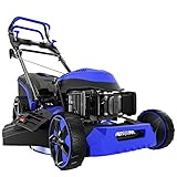 DENQBAR Benzin-Rasenmäher DQ-R53EV (9-in-1, E-Start & Seilzug, Gangwahl, 53 cm Schnittbreite, Mulcher, Mäher, Radantrieb, Grasfangkorb 65 L, Schnitthöhe 25-75 mm)