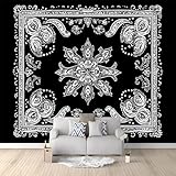 Paisley-Kopftuchdruck Wandbild Fototapete Schwarz Kinderzimmer Bar Büro Wohnzimmer Restaurant Bekleidungsgeschäft Flur Hotel Wanddekoration Wandkunst 350x256 cm