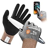 Migliore Wear Level A7 Schnittfeste Handschuhe, TOUCHSCREEN Schnitzhandschuh mit Nitrilhandfläche, Fester Griff, Leicht Ölfeste Schnittschutz Handschuhe Herren & Damen