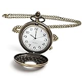 Vicloon Taschenuhr Vintage Bronze für Herren - Antike Uhr Mit Kette, Ziffern - Geschenk für Geburtstag, Jahrestag, Weihnachten (Bronze)