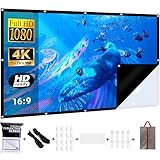 Beamer Leinwand 72 Zoll + Schwarze Rückseite Gegen-Lichtdurchlässigkeit,16:9/Faltenfrei/160°/Waschbar/Faltbar,Indoor/Outdoor, Inklusive Nagelhaken und Handtasche