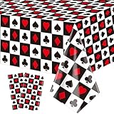 XJLANTTE Casino-Tischdecken, Poker-Tischdecke, rechteckig, Casino-Thema, Tischdecke für Picknick, Geburtstag, Spielkarte, Casino, Party-Dekorationen, 130 x 218 cm, 2 Stück