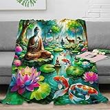 tanpiaoliang 3D Drucken Blanket Buddha-Statue Wohndecke Microfaser Bequem Atmungsaktiv Superweiche Decke Weiche Decke Für Bett Sofa Schlafzimmer Büro 80x90inch(200x230cm)