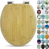 SANFINO® Bambus WC Sitz mit Absenkautomatik, edle Holz-Optik und hochwertige Qualität, hoher Sitzkomfort aus nachhaltigem Echtholz, einfache Montage inkl. Montageanleitung – 'Brown'