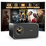 Beamer 4K Passend für Netflix Dolby Audio 35000L 1080P FHD Smart Beamer Heimkino, KI-Autofokus & Trapezkorrektur Jimveo Projektor mit Zwei-Wege Bluetooth WiFi6 Outdoor 300' Display Video Projektor