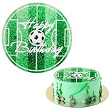 Tortenaufleger Fussball,Esspapier Tortendeko Fussball 20x20cm,Happy Birthday Tortendeko Geburtstag Jungen, Kindergeburtstag Fussball Motto