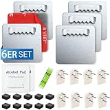 Bilderhaken Selbstklebend 6 Stk Bilder Aufhängen Ohne Bohren Bildaufhänger bis 4KG zum Klebehaken für Schwere Bilder Spiegelhalterung Wand Acrylglas Aufhängung Alu-Verbundplatten mit 25 Zusatzgeräten