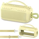 BCWEGION Silikonhülle für tragbaren Bluetooth-Lautsprecher Bose SoundLink Plus, weiche Silikonhülle mit Tragegriff und Schultergurt(Zitrusgelb)