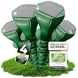 HEIMWERT Maulwurf Vertreiber Wühlmausschreck - SCHNELLE Ergebnisse mit KI Wechselfrequenz Automatik - Solar Abwehr wasserdicht und flüsterleise - auch gegen Wühlmäuse (Set 4er)