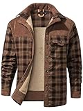 Mr.Stream Herren Thermohemd Flanellhemd Winterjacke Fleecefutter schützendem Innenfutter Holzfällerhemd Arbeitshemd 3251 Red Coffee XL