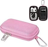 AGPTEK Tasche für 1,8 Zoll MP3 Player, Tragbar Muschelschale Kasten Tasche Hülle Etui für iPod Nano, Kopfhörer, Kleingeld, Schlüssel, Karte, Rosa