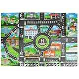 Ynnhik Straßenkarte für Kinder - Dekorative Spielmatte für den Straßenverkehr,City Parking Map Traffic Rug Learn and Have Fun Kids Mat for Bedroom