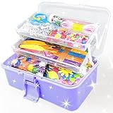 3000Stück Bastelset Kinder DIY Kunsthandwerk Bastelkoffer Bastelbedarf zum basteln Pfeifenreiniger Kulleraugen Perlen Kreativ Scrapbooking Bastelset für Mädchen Jungen 4 5 6 7 8 Jahre Geschenke(Lila)