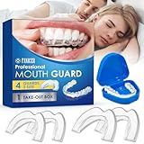 4 Stück Knirscherschiene für Nacht, 2 Größen Zahnschiene Mundschutz Set Gegen Bruxismus und Schnarchschiene, Transparent Mundschutz zum Zähneknirschen, Verbessert den Schlaf